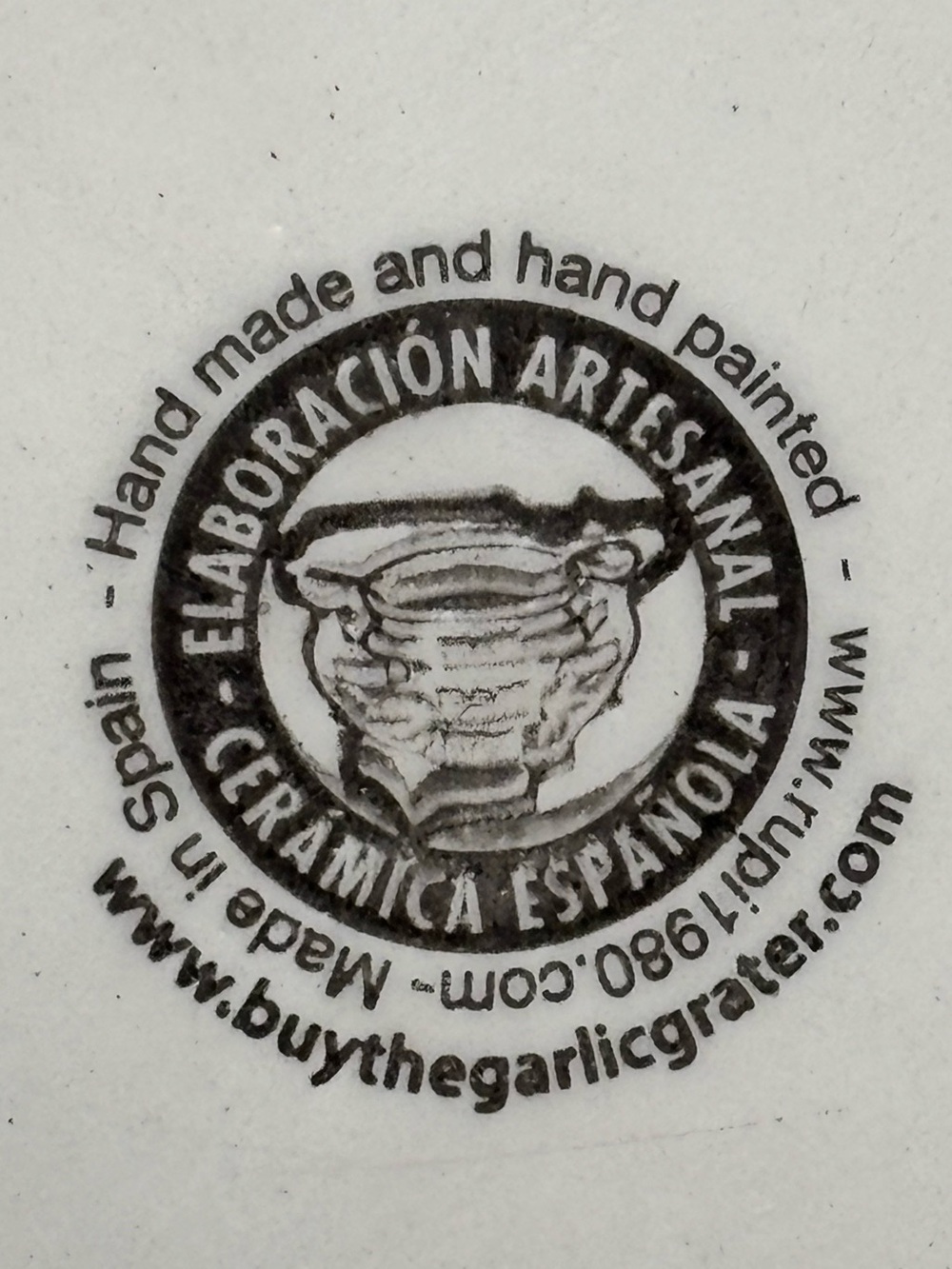Elaboracion Artesanal Triple Glazed Blue Floral Garlic Grater Zester Bowl Spain - Picture 4 of 5